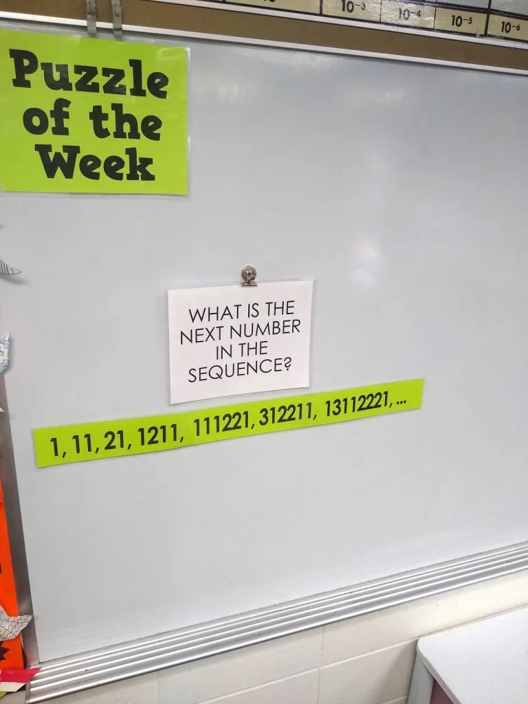 puzzle of the week in high school math classroom 