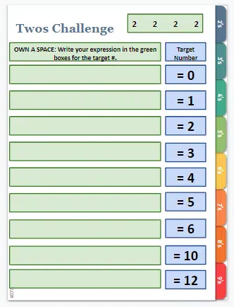 Google Slides Version of Twos to Nines Challenges. 