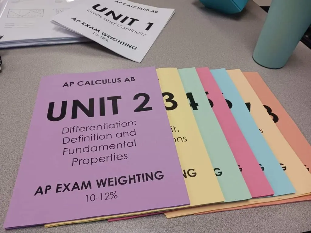 colorful ap calculus unit dividers. 
