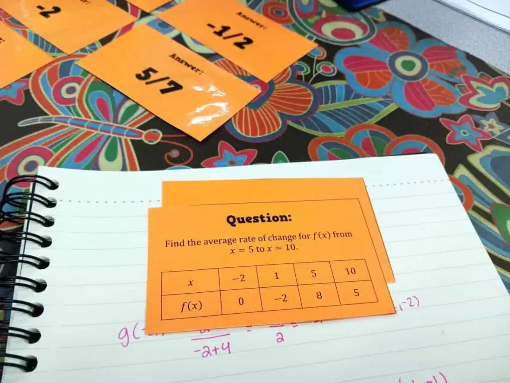 Average Rate of Change Self-Checking Question Stack Activity