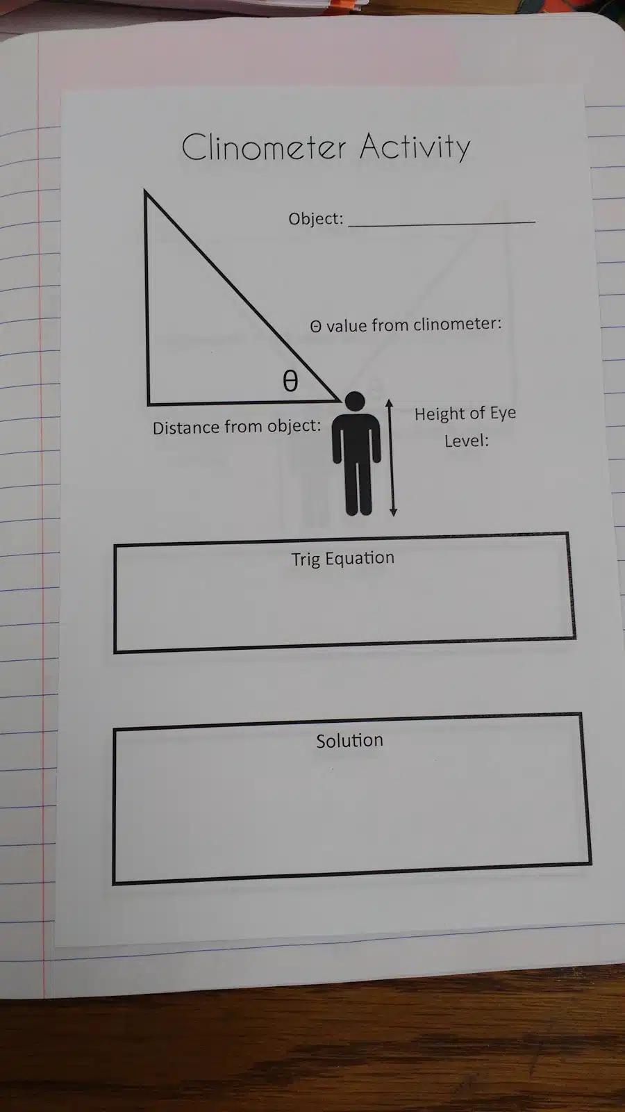 Clinometer Activity Foldable. 