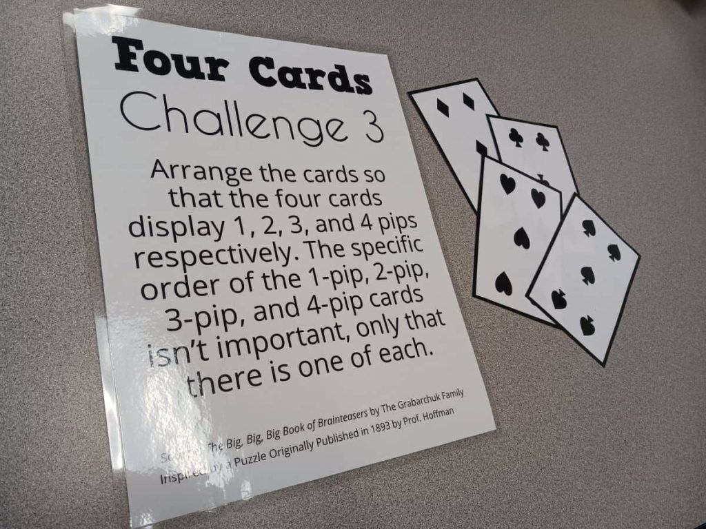4 cards playing card puzzle