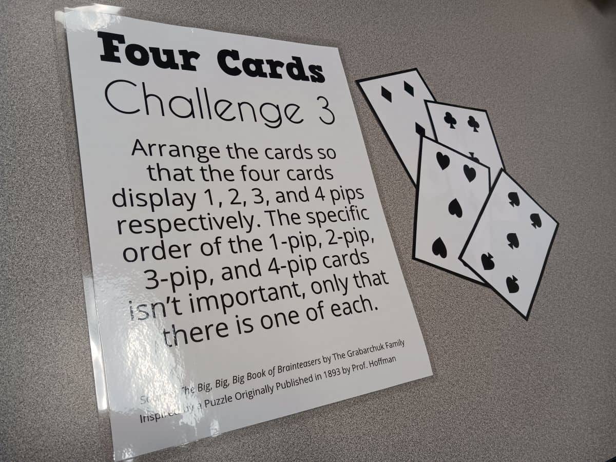 4 Cards Playing Card Puzzle Math = Love