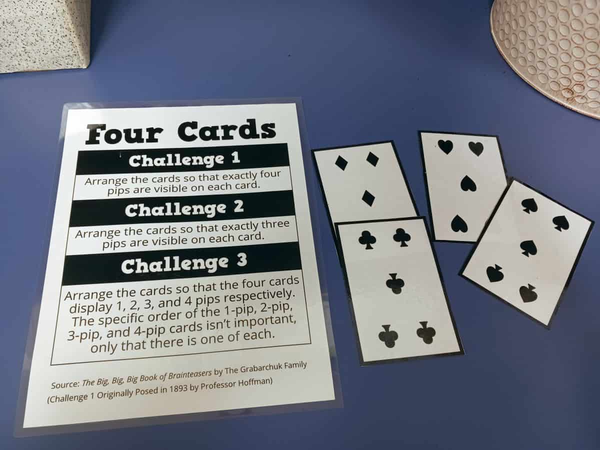 4 Cards Playing Card Puzzle Math = Love