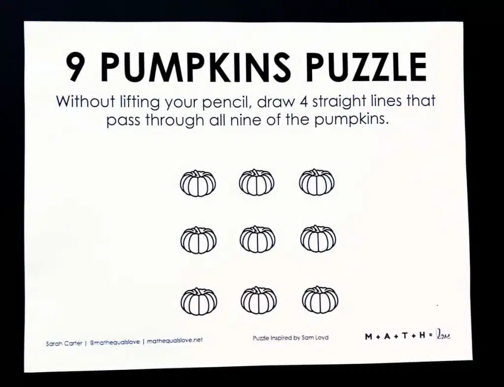 9 Pumpkins Puzzle | Math = Love