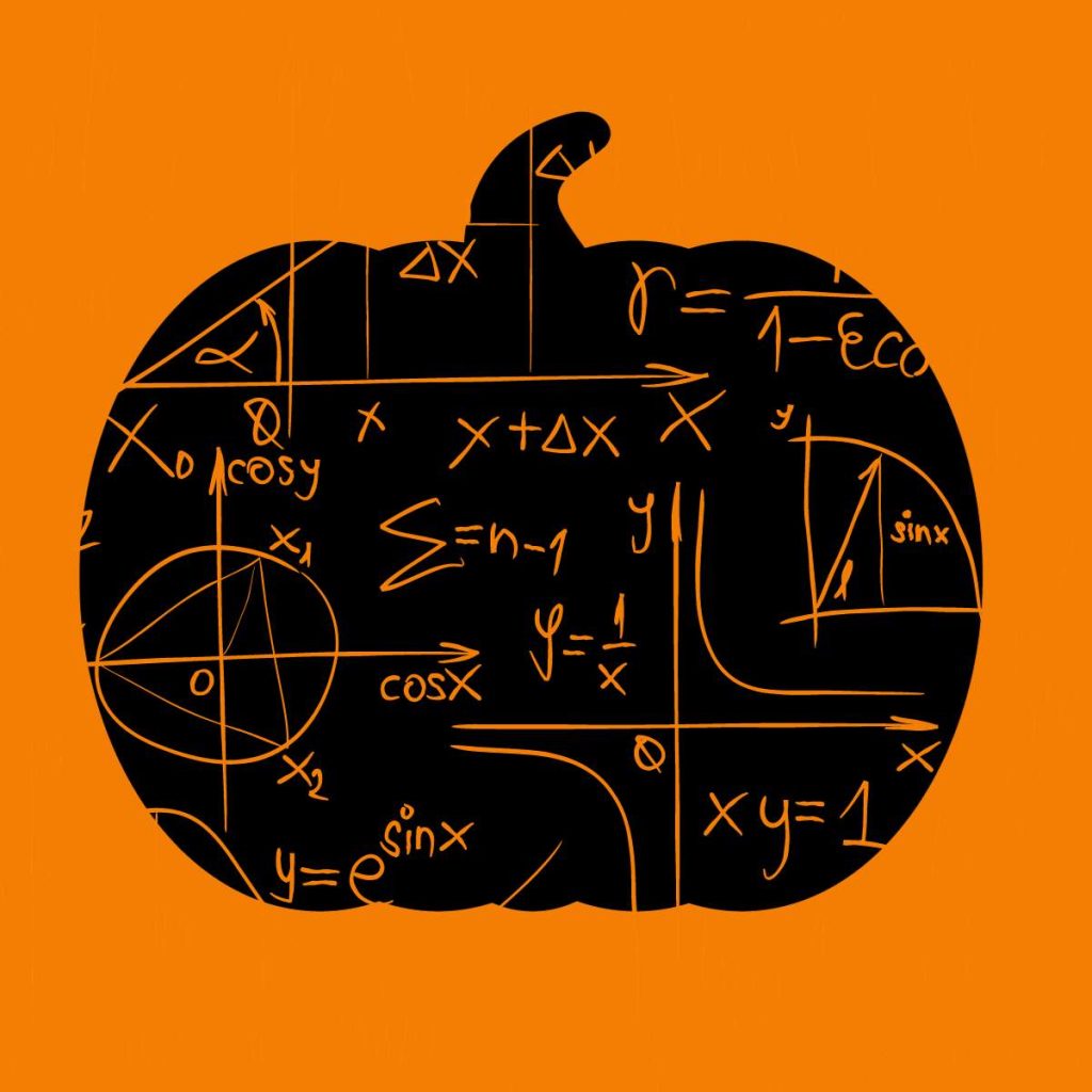 pumpkin with math print on top 