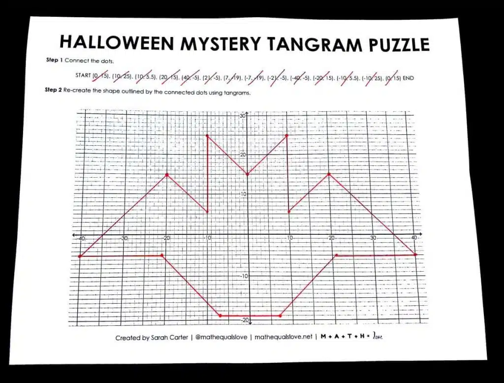 halloween mystery tangram puzzle bat