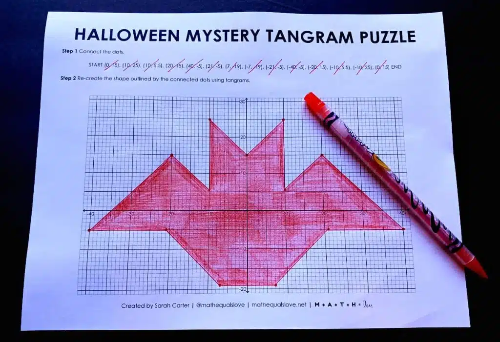 halloween mystery tangram puzzle bat