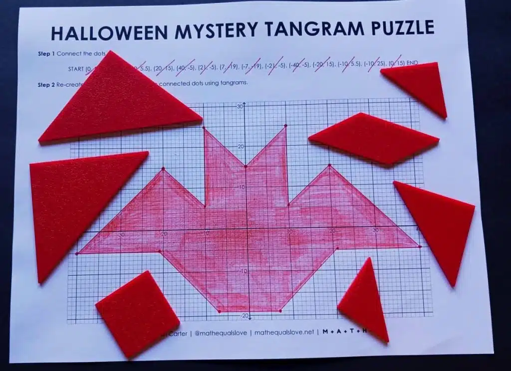 halloween mystery tangram puzzle bat