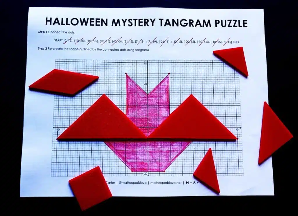 halloween mystery tangram puzzle bat