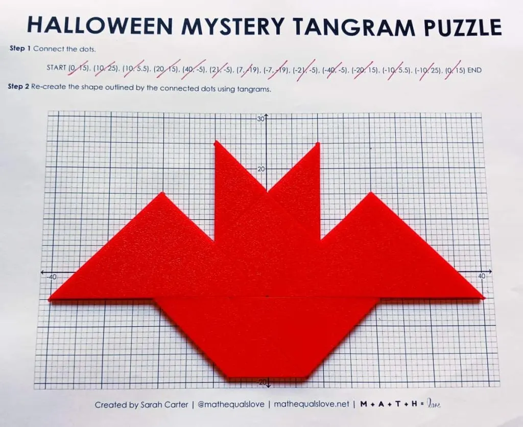 halloween mystery tangram puzzle bat