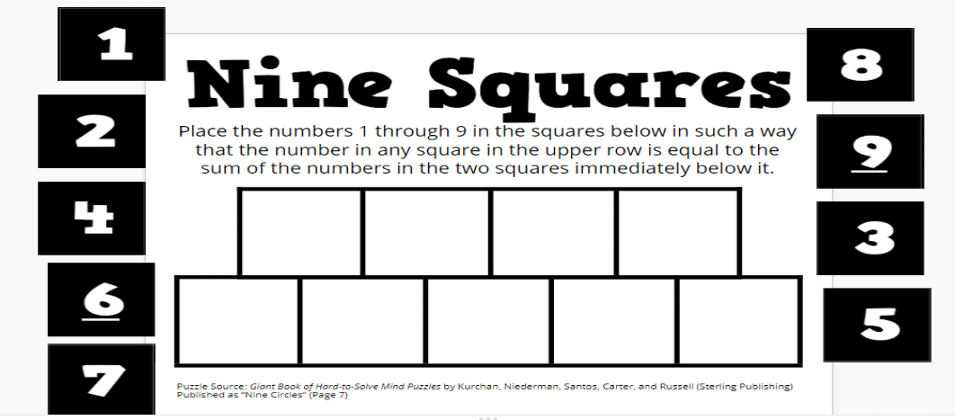 Nine Squares Puzzle | Math = Love