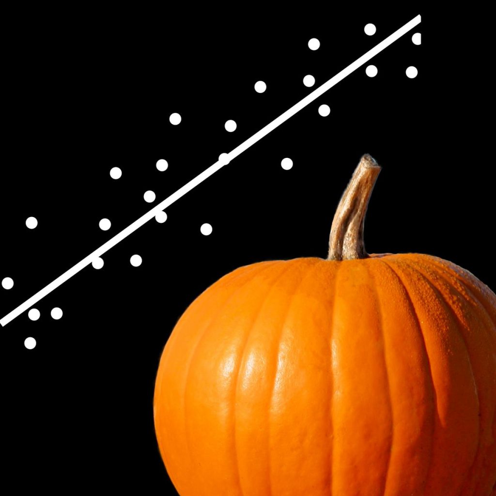 photograph of pumpkin with scatterplot in background 