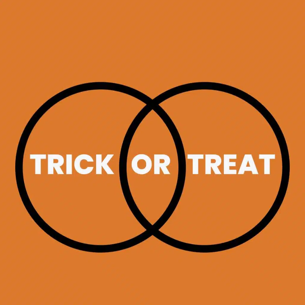 venn diagram with text "trick or treat" 