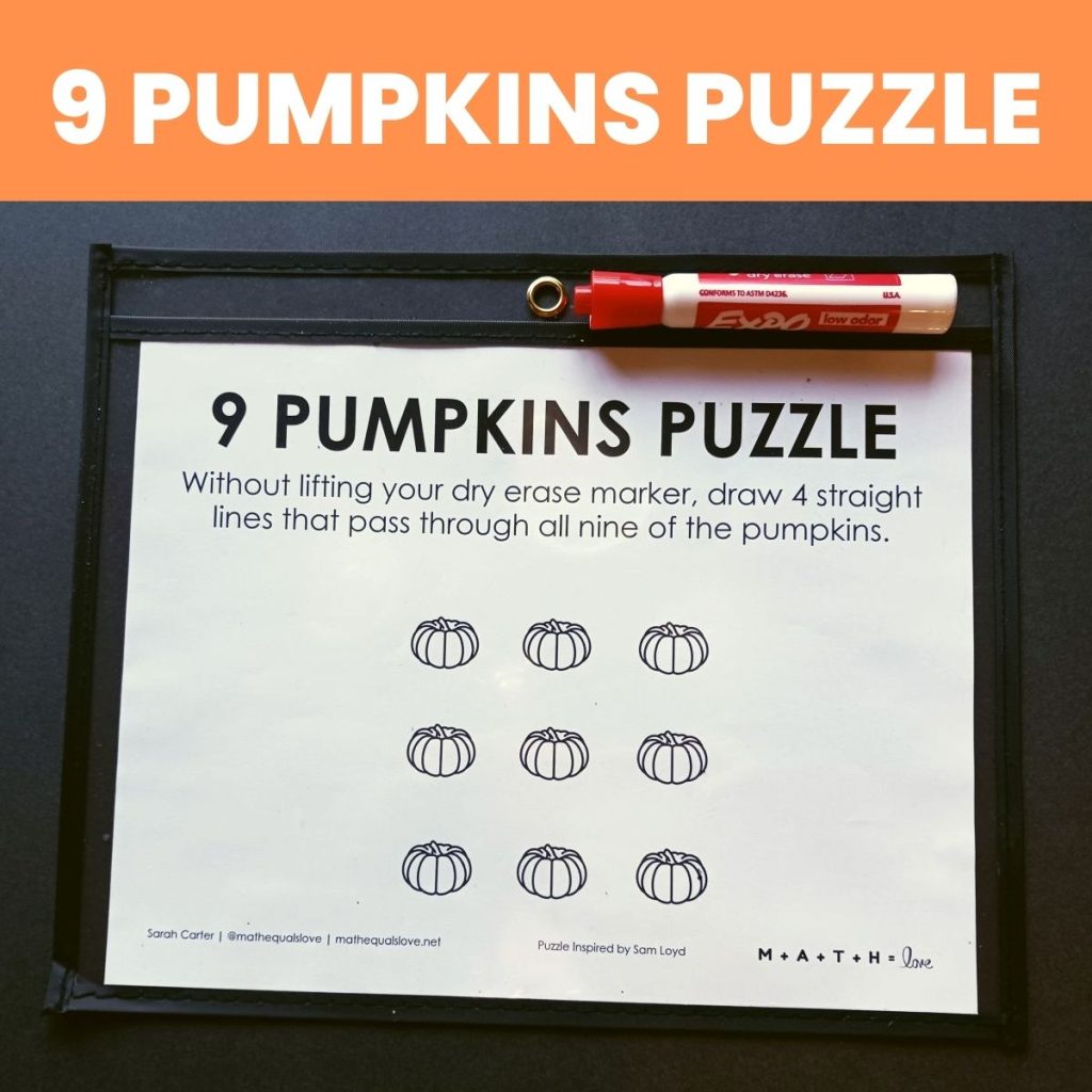 9 pumpkins puzzle for halloween 