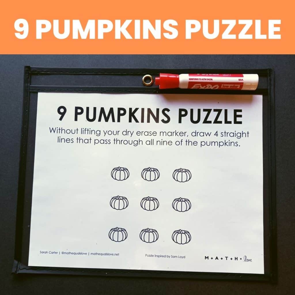 9 pumpkins puzzle for halloween 