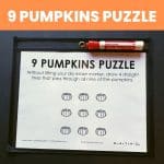 9 pumpkins puzzle in dry erase pocket for halloween