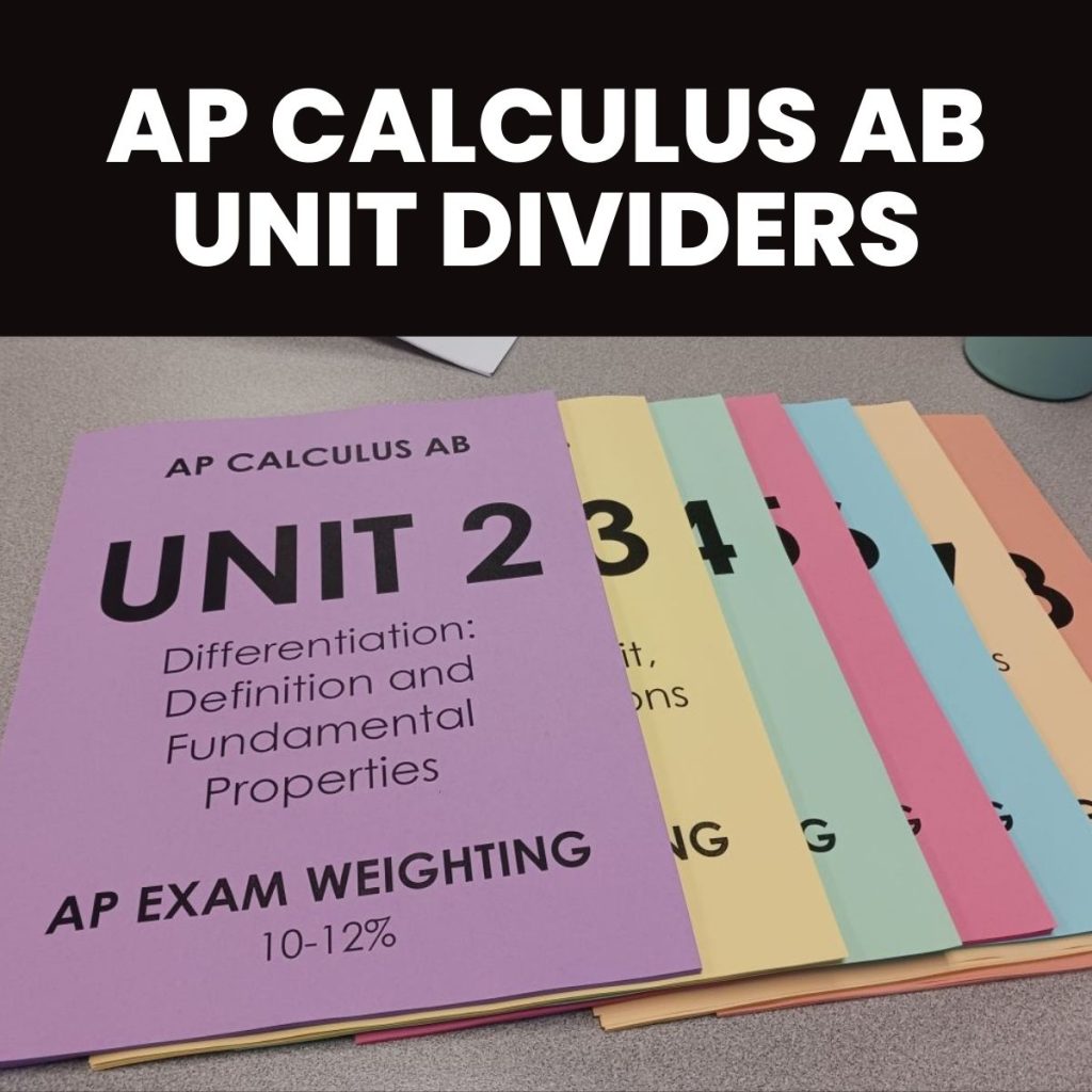 ap calculus ab unit dividers for binders. 