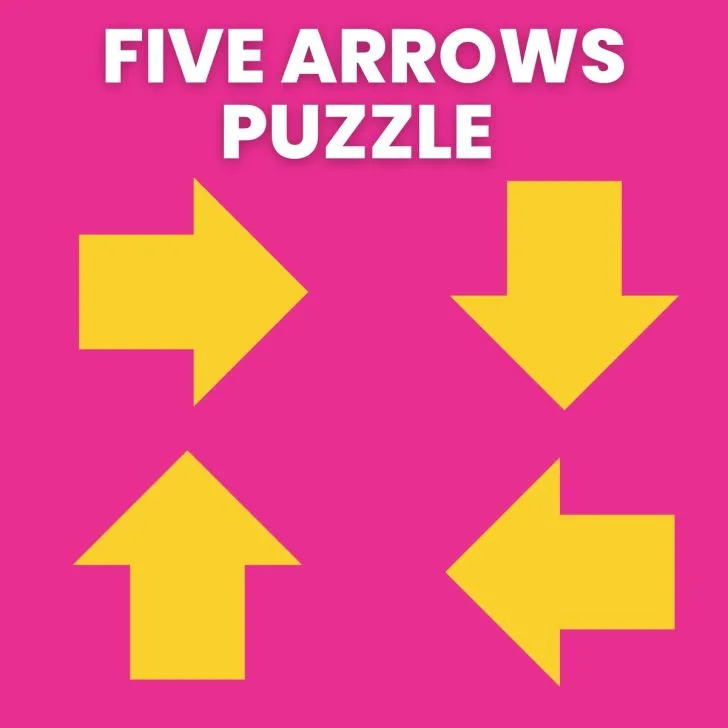 four arrows with text "five arrows puzzle." 