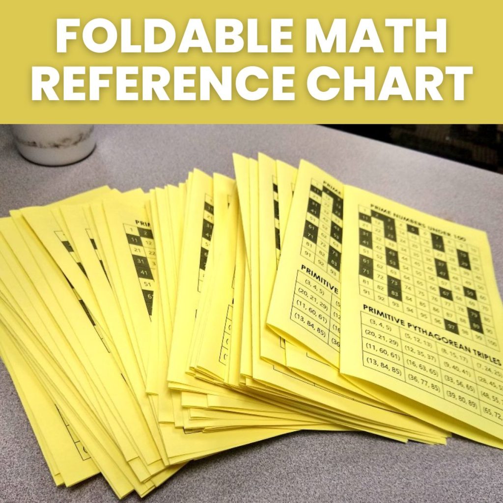 foldable math reference chart 