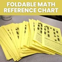 stack of foldable math reference charts. 