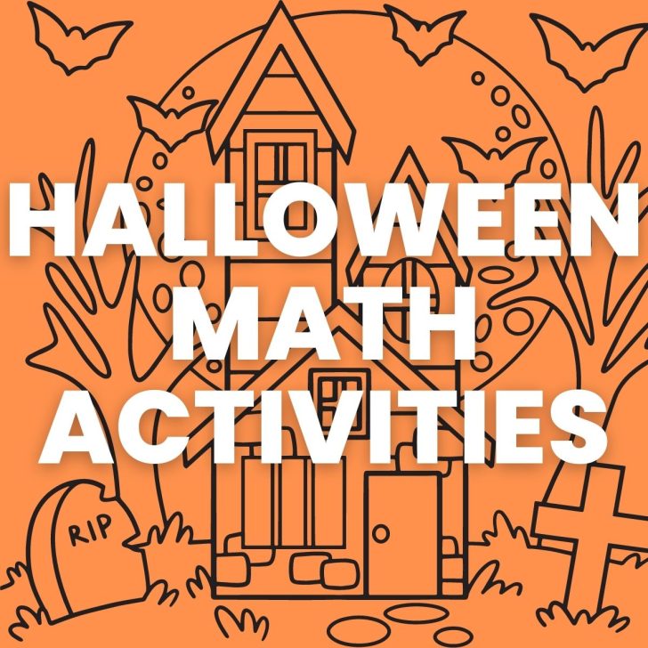 halloween math activities with halloween clipart in background 