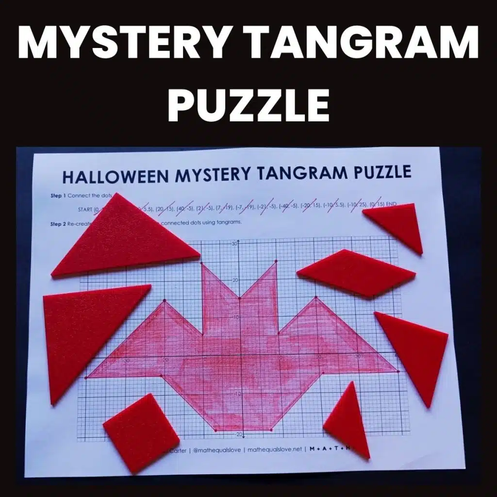 halloween mystery tangram puzzle and coordinate plane graphing activity 