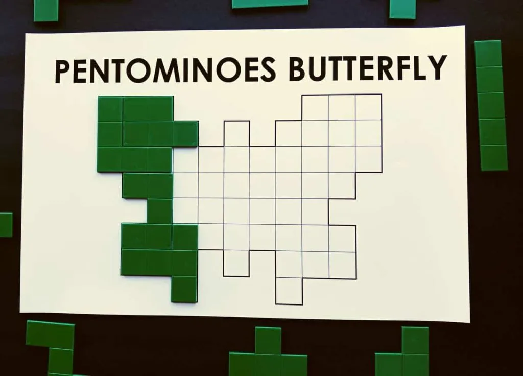 partially solved pentominoes butterfly puzzle 