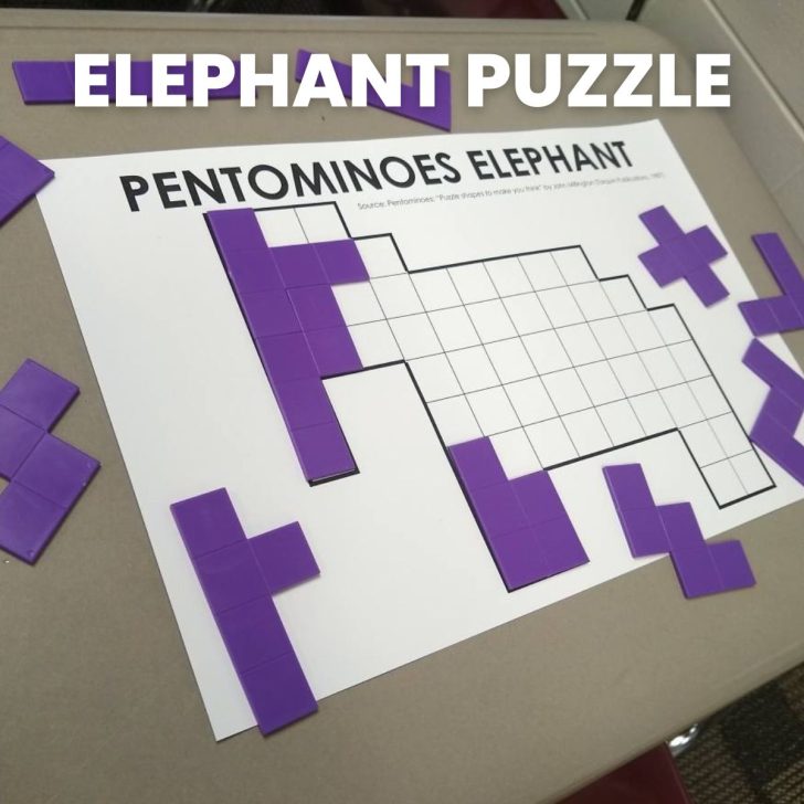 pentominoes elephant puzzle. 