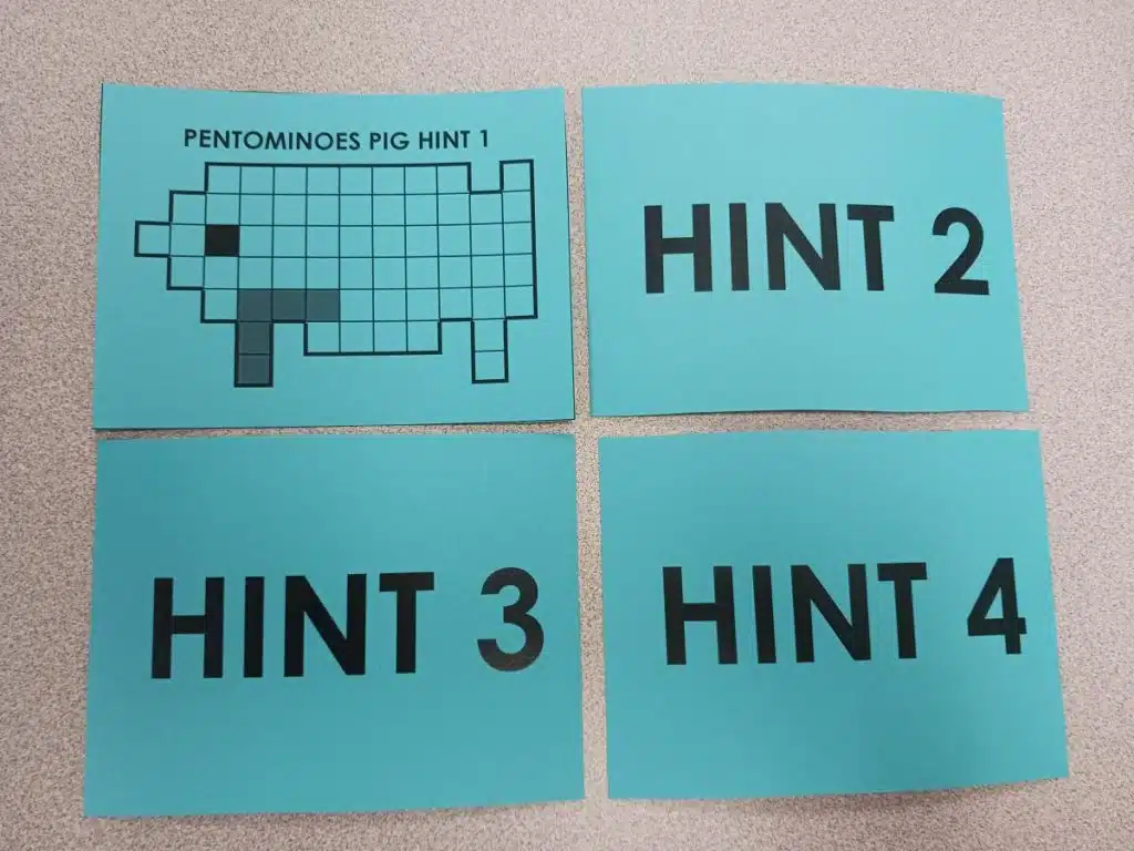 pentomino pig hint cards 