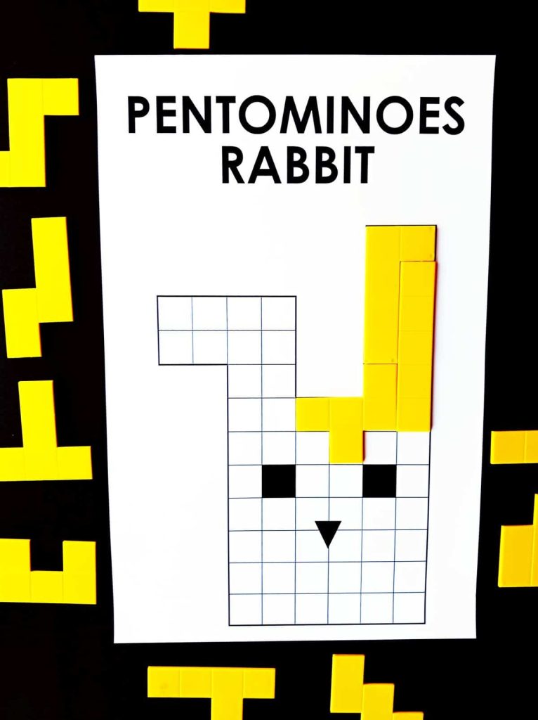 partially solved pentomino rabbit puzzle. 