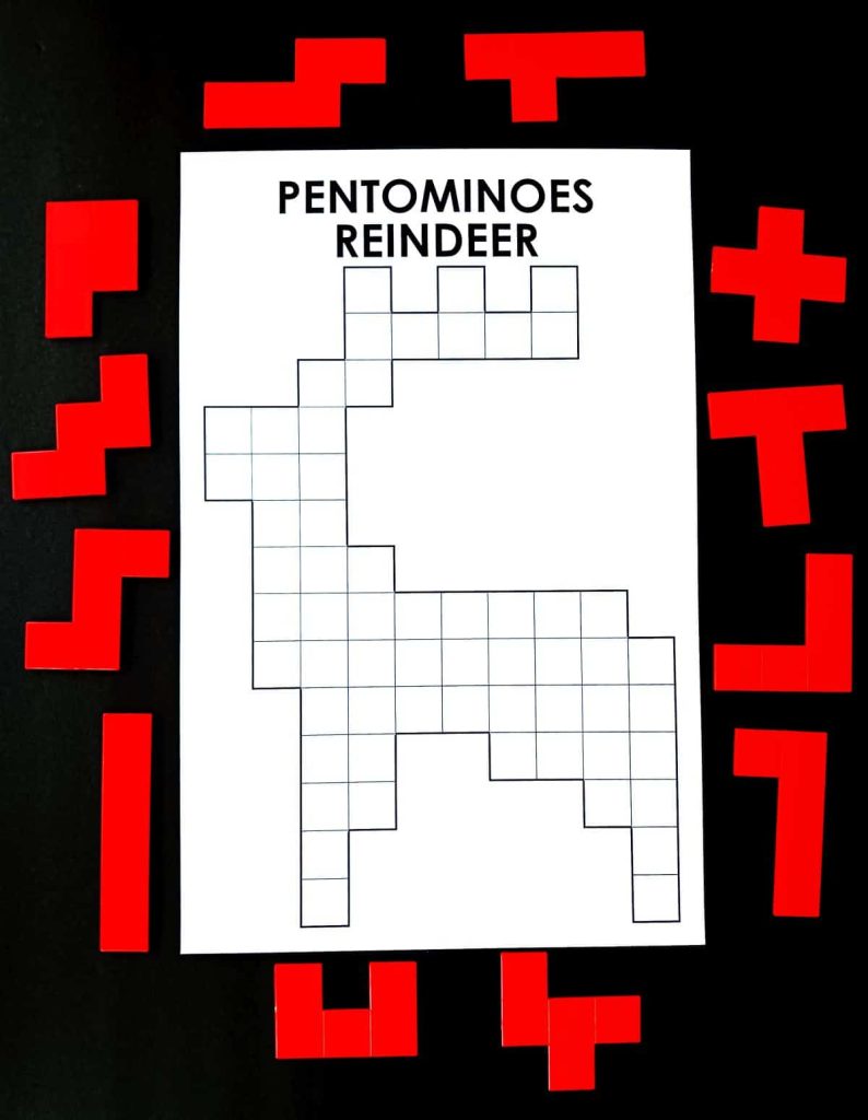 Reindeer Pentominoes Puzzle for Christmas
