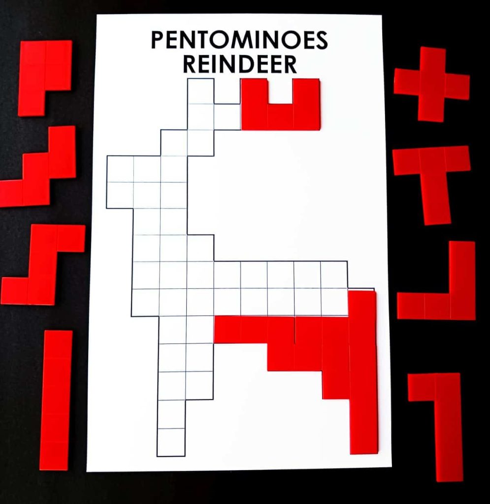 Reindeer Pentominoes Puzzle for Christmas