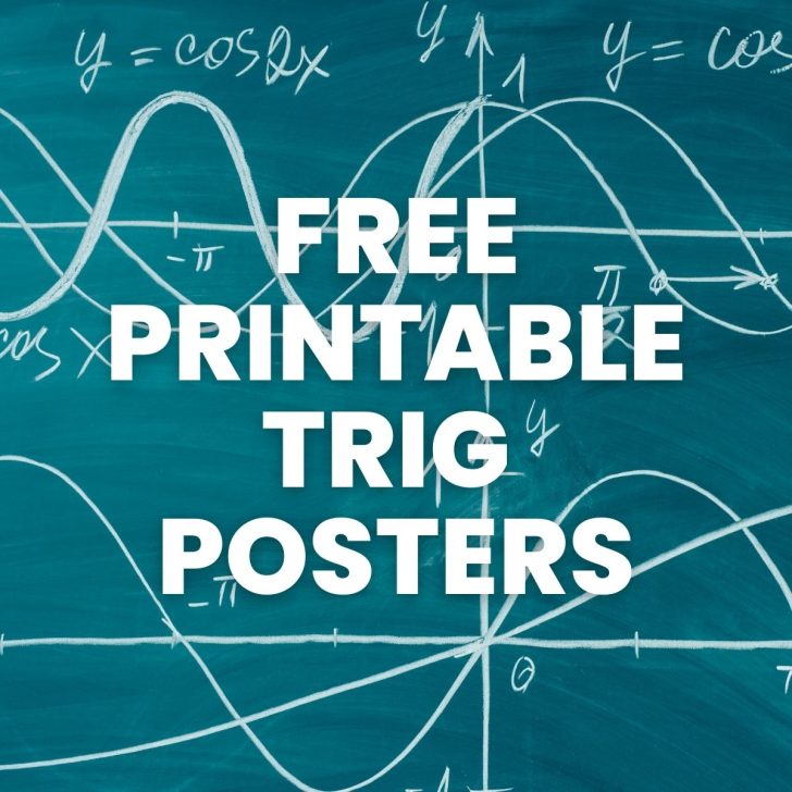 math writing on chalkboard with text "free printable trig posters" 