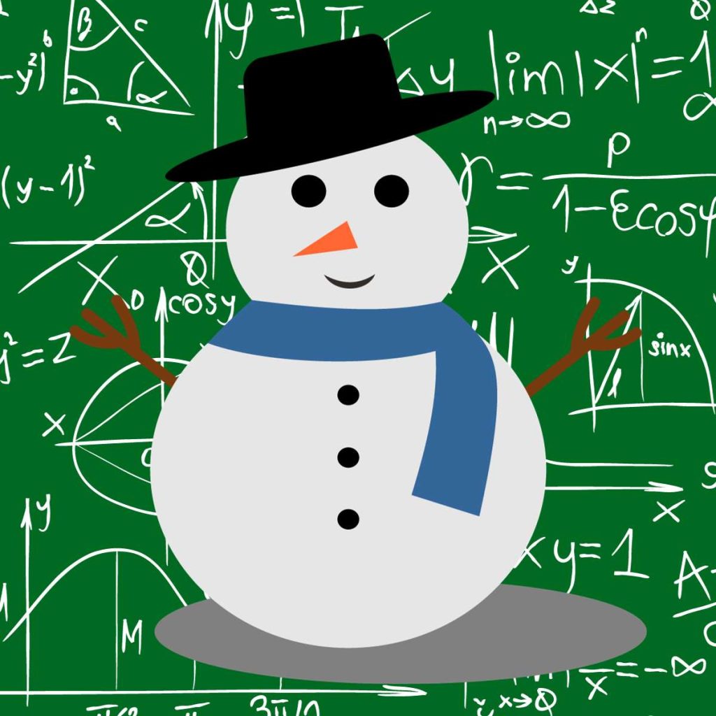 snowman in front of mathematical background 