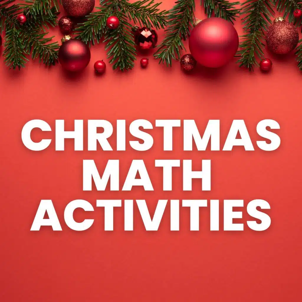 christmas garland with ornaments on them with text "christmas math activities" 