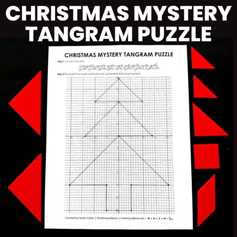 christmas mystery tangram coordinate plane activity