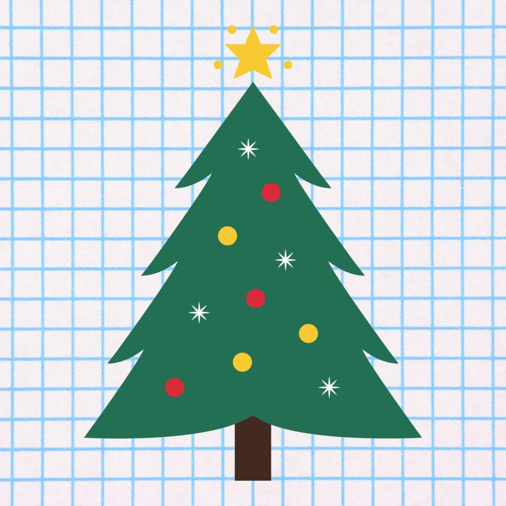 clipart christmas tree on top of graph paper