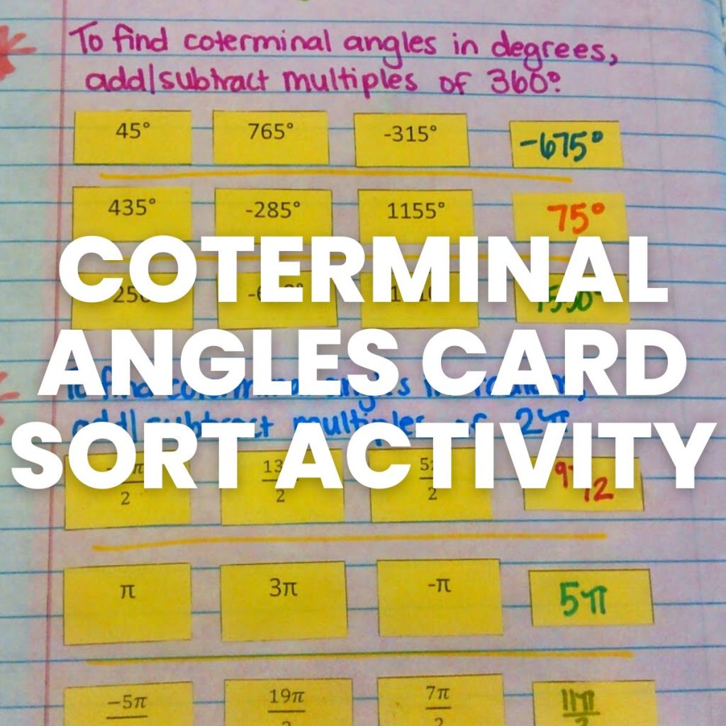coterminal angles card sort activity