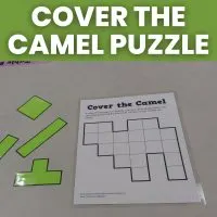 cover the camel puzzle laying on desk in high school math classroom 