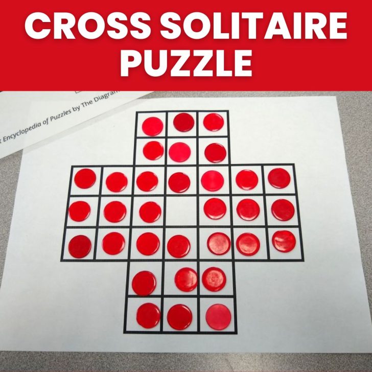 cross solitaire puzzle with red bingo chips