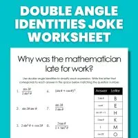 double angle identities joke worksheet