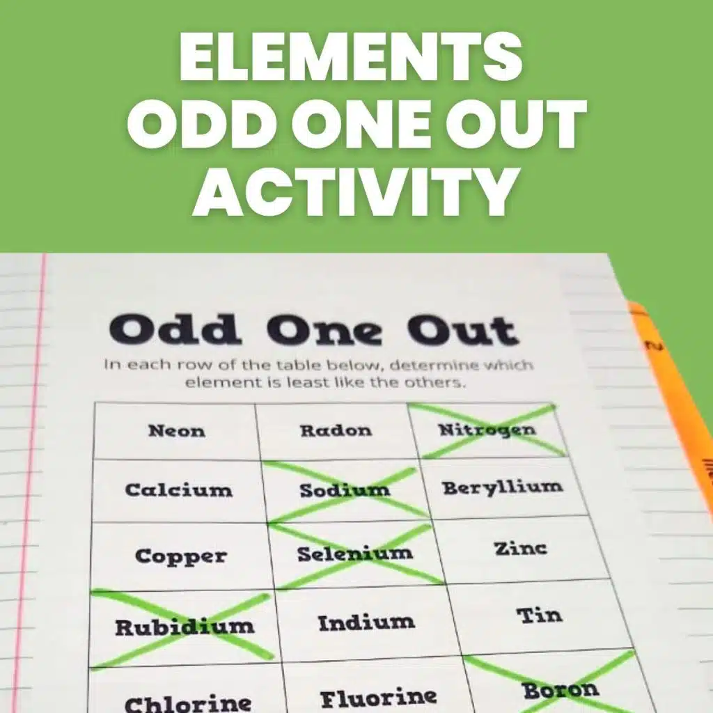 elements odd one out activity