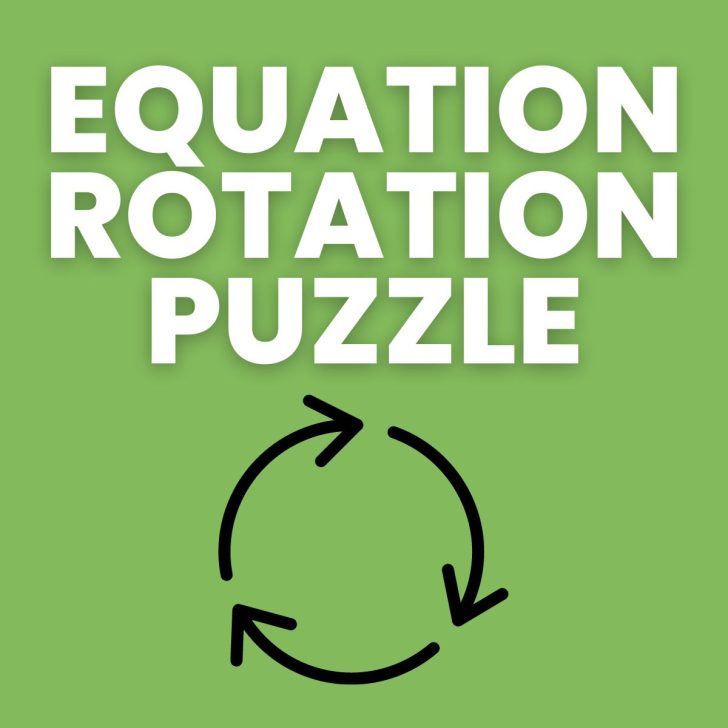 circle made up of arrows with text "equation rotation puzzle" 