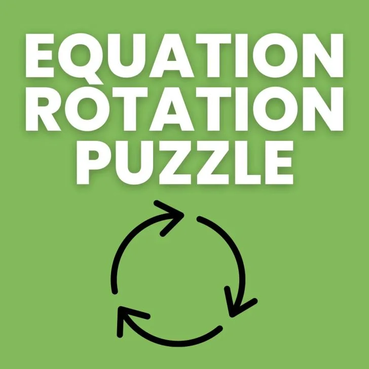 circle made up of arrows with text "equation rotation puzzle" 