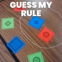 guess my rule activity with cards inside and outside of string circle in high school math classroom 