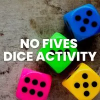 colorful dice with text 