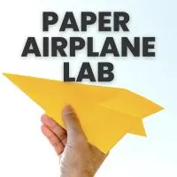 hand holding yellow paper airplane with text 