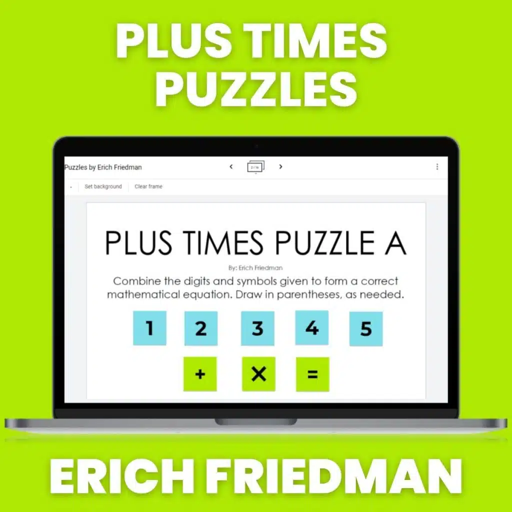 screenshot of plus times puzzle on laptop screen 