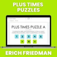 screenshot of plus times puzzle on laptop screen 